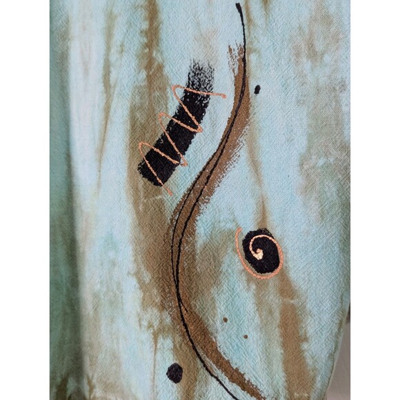 VTG Art-To-Wear Blazer Jacket Womens Medium Turquoise Beige Toggle Closure Boho - Picture 7 of 8